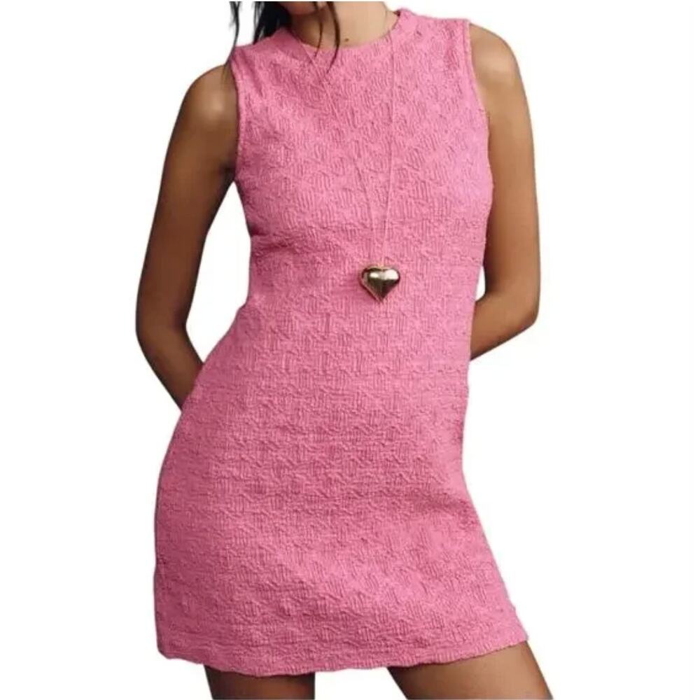 NEW‎ Anthropologie Porridge Textured Slim Knit Mini Dress Size L Large